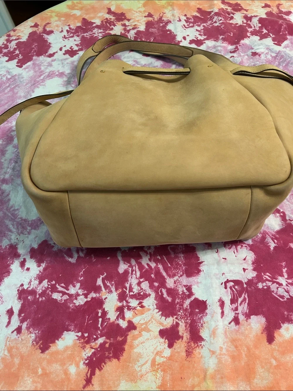 Tory Burch Romy Nubuck wheat leather tote